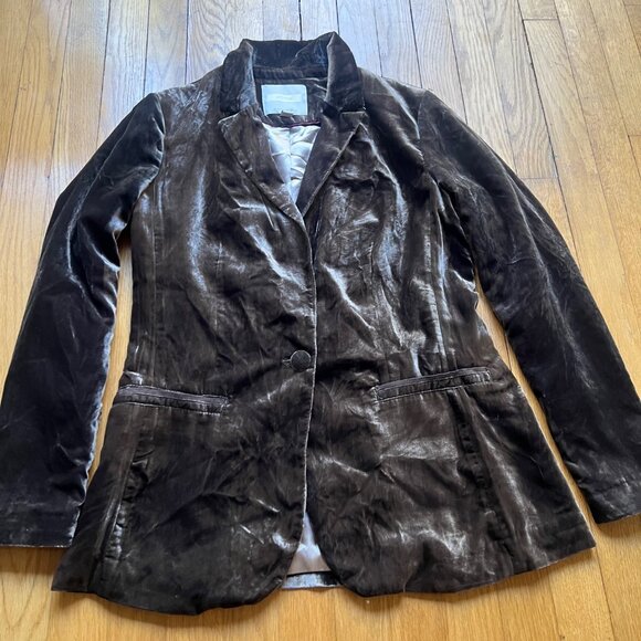 Anthropologie Dark Brown Velvet Blazer - Picture 4 of 16